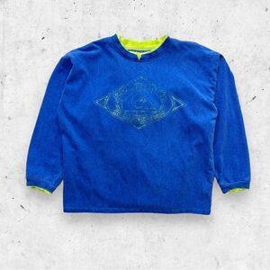 Vtg 90s Quiksilver Neon Riders on the Storm Logo Sweatshirt, USA, Single Stitch